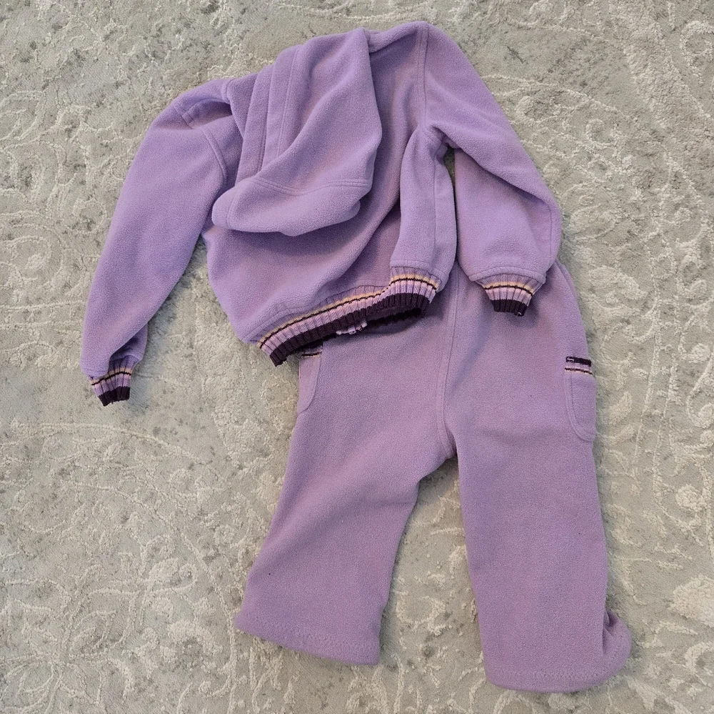Vintage Y2k Carter's Purple Embroidered Hearts Hooded Tracksuit 2pc Set